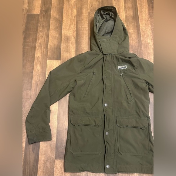 Hollister Green Military Field Jacket Hooded Casual - Picture 6 of 14